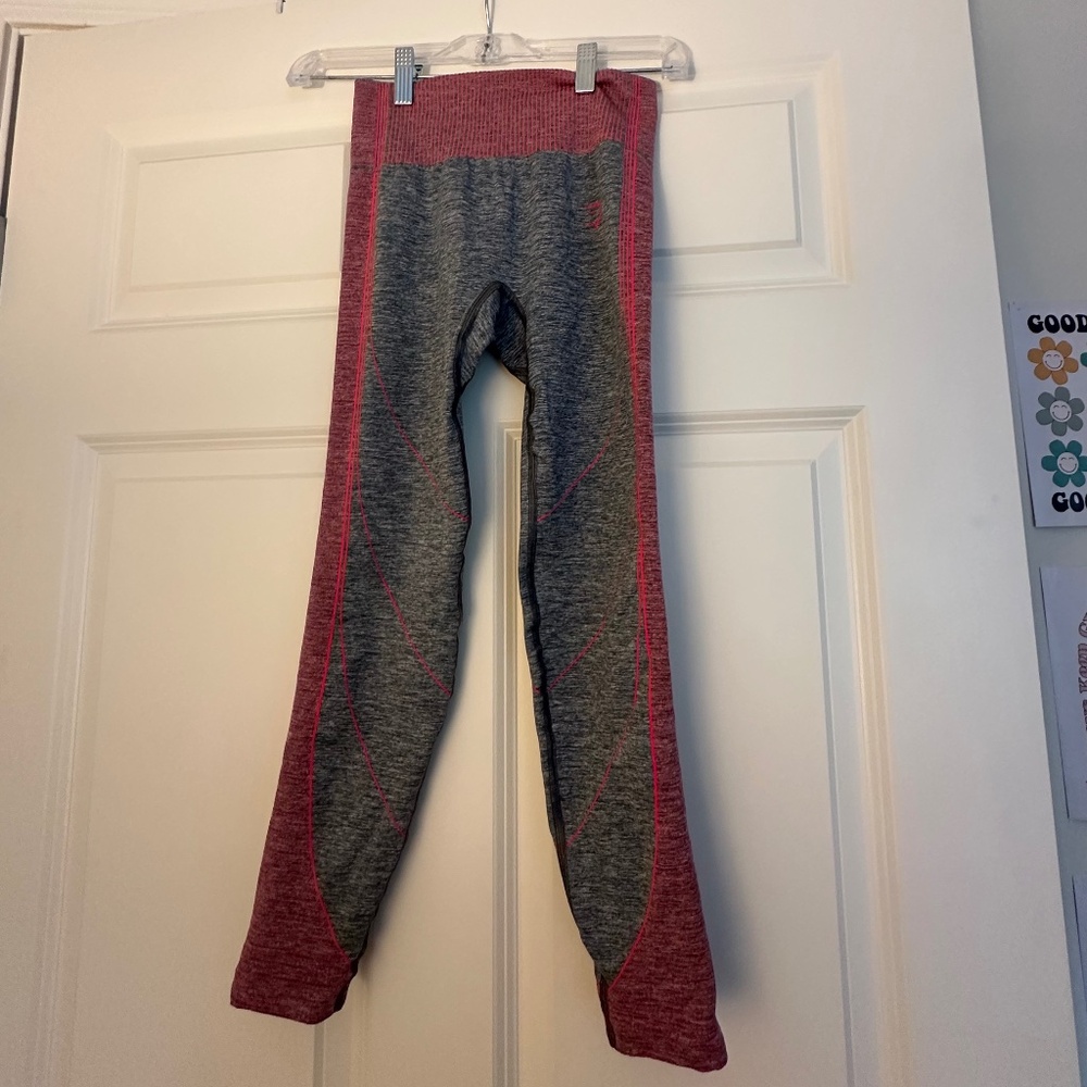 Gymshark grey and red workout leggings